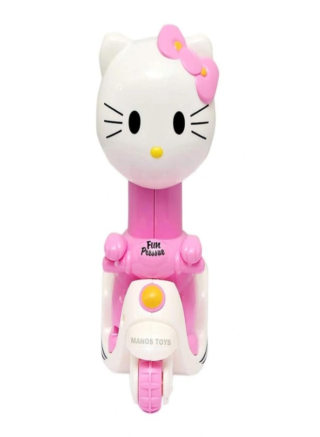 Manos Kitty Scooter Press and Go Toy - Unbreakable Friction Powered Motorcycle Toy for Kids /Baby /Girl/BOY Toddlers (Pack of 1) (Kitty) - Image 1